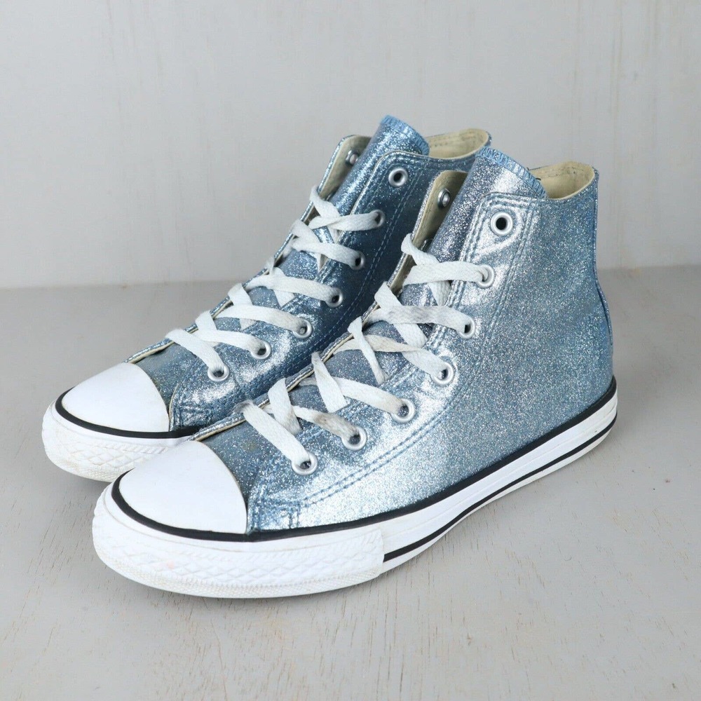 Converse Chuck Taylor All Star CTAS Glitter Sneakers Hi-Top Blue Girls sz 4.5
